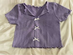 Cute Purple Cropped Top with Bows