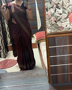 Elegant Maroon &amp; Gold Saree