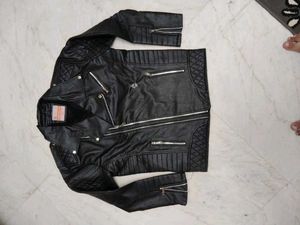 Men's Black Faux Leather Biker Jacket