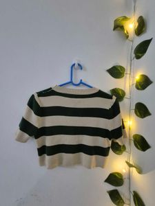 Striped Cropped Knit Top