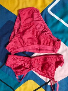 Rose Colour Non Padded Bra And Panty