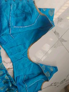 Beautiful Blue Brocade Skirt and Blouse Set