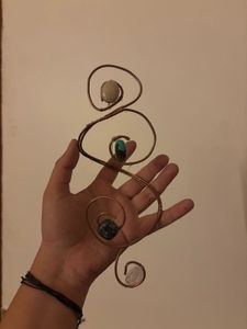 ARMCUFF with white & turquoise stones