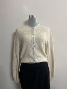 Cream Knit Cardigan with Button Detail