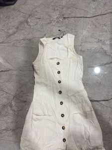 Cream Button-Up Mini Dress