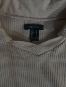 Ribbed Collared Long Sleeve Top