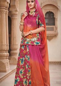 Stunning Floral Print Lehenga Choli material