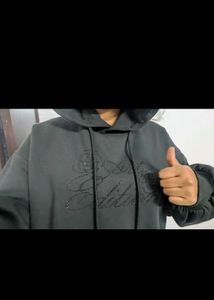 Black Embroidered Hoodie
