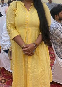 Max Women Yellow Printed A-line Kurta XXL