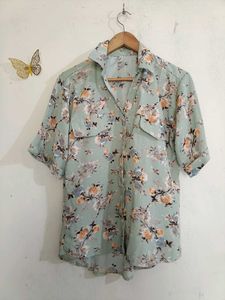 Pastel green half shirt
