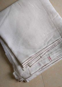 New White Cotton Dhoti with Maroon Border – Unused