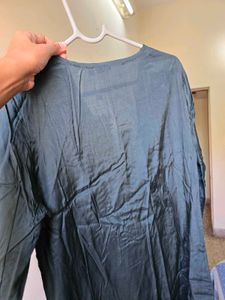 Elegant Dark Kurta with Intricate Neckline