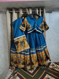 Blue &amp; Yellow Lehenga Choli Navratri outfi