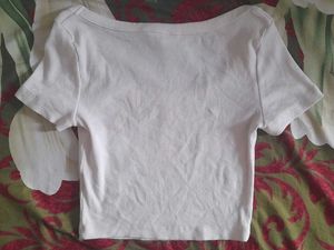 White Ribbed H&amp;M Crop Top