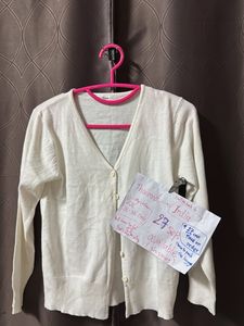 Classic White Button-Up Cardigan32-34