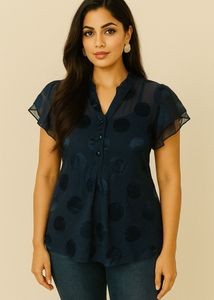 Blue Polka Dot Top