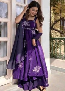 Stunning Purple Embroidered Lehenga Set