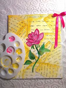 Hand-Painted Rose Canvas Art