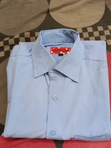 LIGHT BLUE FULL SLEEVE L SIZE SHIRT GENTLY USED.
