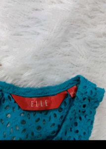 Chic Blue Eyelet Sleeveless Top
