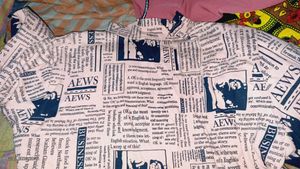 Pink Newspaper Print High-Neck Bodycon Dress