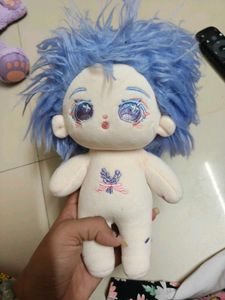 Unique Plush Doll with Blue Hair