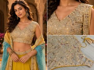 bandhani Yellow Lehenga Choli Set