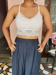 Cream Lace Cropped Bralette Top
