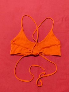 Orange Ribbed Cami Bralette – Size S