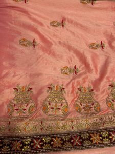 Elegant Embroidered Peach Saree