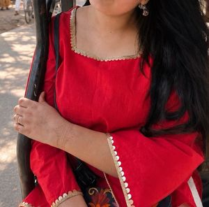 Red full sleeves kurti