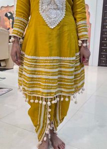 Elegant Yellow Kurta Set with Dhoti Pants