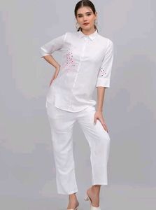 Chic White Embroidered Button-Down Shirt