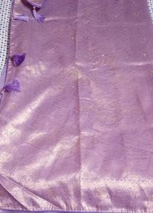 Elegant Purple Saree with Golden Weave