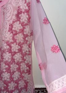 Pretty Pink Chikankari Lucknowi Kurti