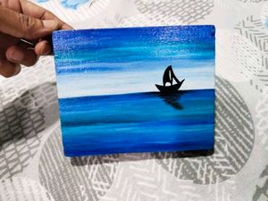 Sailboat Seascape Painting on wood art