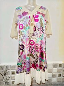 Vibrant Floral Print Dress Size S-M 34"-36"