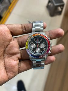 Rolex Watch with Rainbow Bezel