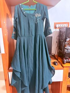 Elegant Teal Embroidered Gown