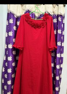 Stunning Red Floral Neckline Maxi Dress