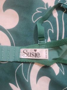 Teal Padded Bra with Lace Detail