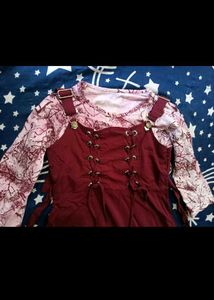 Cute Maroon Lace-Up Mini Dress