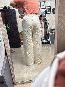 Cream Wide Leg Pleated Pants