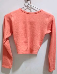 Coral Back-Tie Ruched Crop Top 🎀