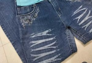 Embroidered Blue Denim Jeans