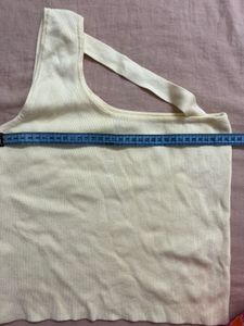 Light Yellow One Shoulder Tank Top