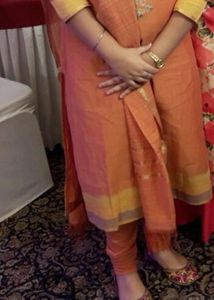 Elegant Orange Embroidered Kurta Set