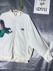 Vintage White Eagle Print Bomber Jacket