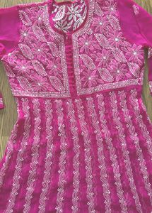 Stunning Magenta Chikankari Kurta