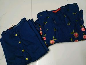 Alena Navy Blue Kurta With Jacket